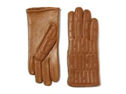 UGG Leather Quilted Logo Gloves With Conductive Tech Palm