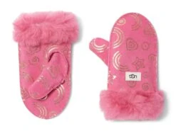 UGG Kids Water Resistant Sheepskin Love Print Mittens (Toddler/Little Kids)