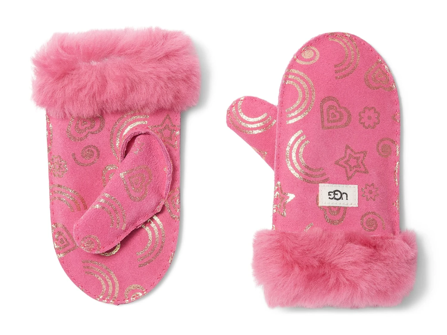 UGG Kids Water Resistant Sheepskin Love Print Mittens (Toddler/Little Kids)